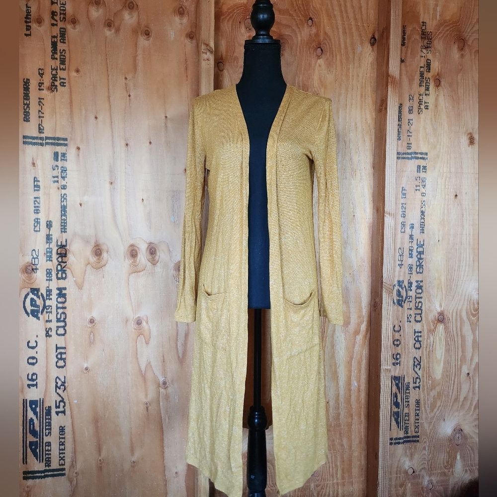 Ambiance Mustard Open-Front Cardigan